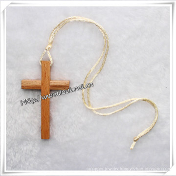 Simple Wood Cross Pendant Necklace, Necklace Jewelry (IO-an082)